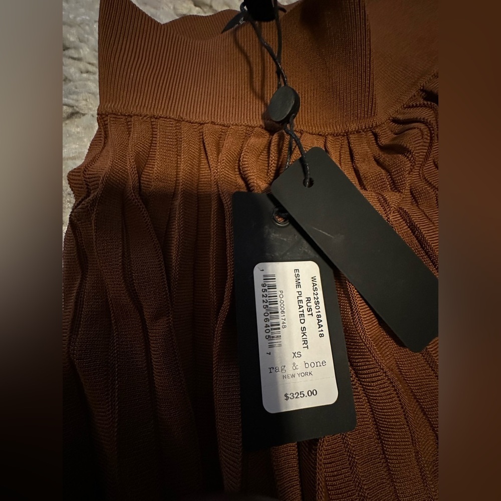 RAG & BONE NWT Esme Pleated Midi Skirt in Brown— Size XS - Picture 7 of 9